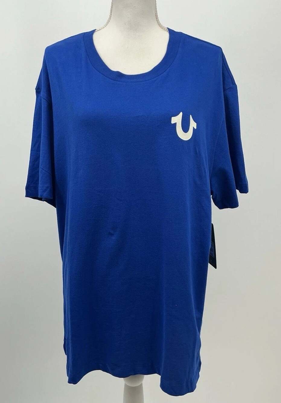 True Religion Blue Logo Tee Men's Large Cotton Oversized Y2K Streetwear Casual